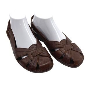 Baretraps Dachelle Sandals Womens 9 Brown Genuine Leather Fisherman Slingback